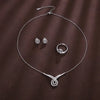 1 Pair Of Earrings + 1 Necklace + 1 Ring Chic Jewelry Set Plated Paved Shining Zirconia Or Silvery Make Your Call