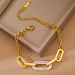 Load image into Gallery viewer, DIEYURO 316L Stainless Steel Gold Color Thick Chain Geometric Bracelet For Women High Quality Girls Wrist Jewelry Party Gifts
