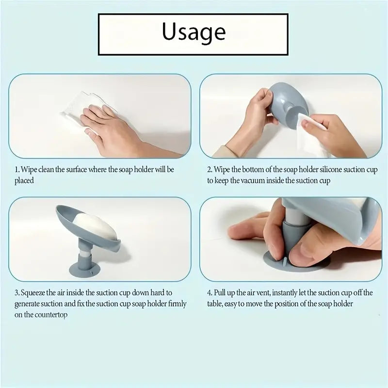 1pc Leaf-Shaped Soap Box Drain Soap Rack Bathroom Accessories Suction Cup Soap Dish Tray Soap Dish Bathroom Soap Box Bathroom Receiver