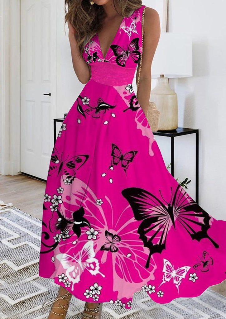 2023 Summer New V-neck Fashion Digital Printing Maxi Dress