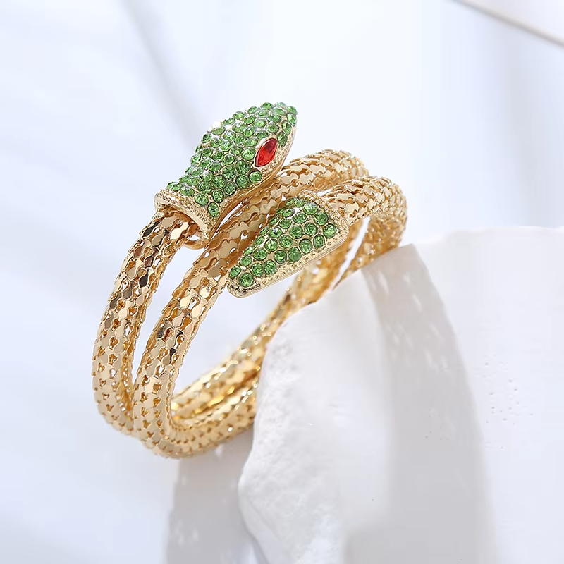 Personalized And Exaggerated Punk Snake Shaped Wrapped Men's And Women's Bracelet Alloy Rhinestone Vintage Bracelet Jewelry
