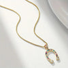 1pc Golden Copper U-shaped Pendant Necklace, Creative Necklace Gift For Men Women