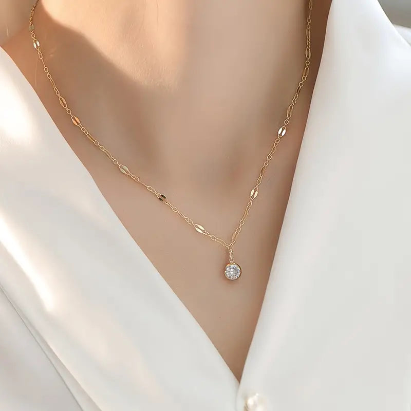 Japanese And Korean Simple Stainless Steel Plated Clavicle Chain Necklace Female Jewelry Gift