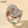 LAYA 925 %100 Sterling Silver Irregular Curve Cross Zircon New Fashion