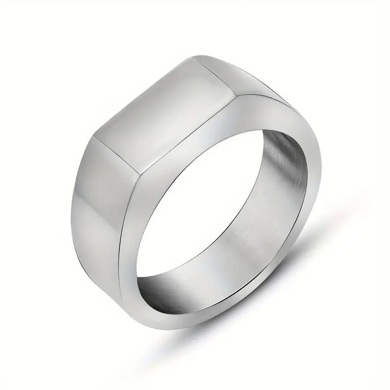 1pc Classic Stainless Steel Ring, Simple Glossy Trendy Ring For Daily Wear, Men's Jewelry