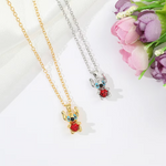 Load image into Gallery viewer, Lilo and Stitch Necklace, Kawai Heart Necklace, Y2k Accessories, Gold Color Jewelry, Party Gift, 1 Pc
