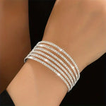 Load image into Gallery viewer, 1pc Trendy Minimalist Style Bangle Bracelet, Multi Layer Rhinestone Decor Bangle Bracelet, Exaggerated Hand Jewelry For Women
