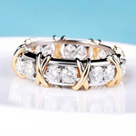 Load image into Gallery viewer, Fashion Bicolor xo zircon platinum band ring for women girl promise ring zircon jewelry women engagement
