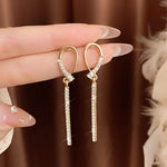 Load image into Gallery viewer, Elegant &amp; Sexy Long Tassel Earrings with Sparkling Cubic Zirconia - 925 Silvery Posts, Alloy, Perfect for Daily Wear or Parties
