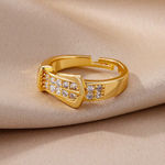 Load image into Gallery viewer, Stainless Steel Belt Rings For Women Zircon Adjustable Belt Finger Ring Femme Geometric Wedding Aesthetic Jewerly Gift anillos

