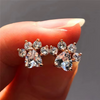 Cute Heart Cat Paw White Zircon Stud Earrings For Women Vintage Fashion Animal Footprint Crystal Stone Earrings Wedding Jewelry