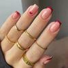 24Pcs Glossy Almond-Shaped Full Cover French Nail Tips with Romantic Red Heart Design Press-On Nail for Women Valentine Nail Art