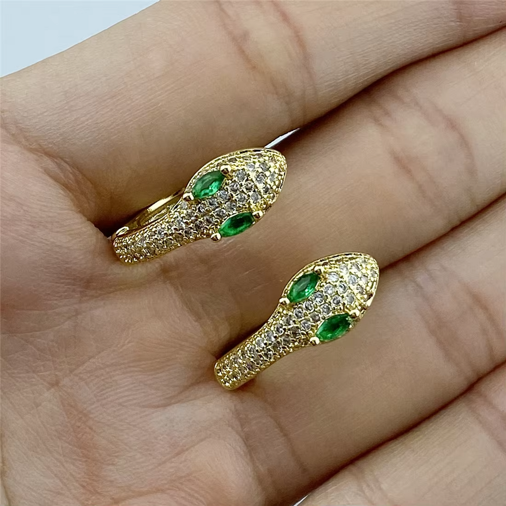 2021 Fashion Snake Glasses Zircon Earrings Ladies Fashion Round Snake Earrings CZ Zircon Snake Earrings Jewelry Gifts Gifts