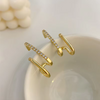 New Design Irregular U-shaped Gold Color Earrings for Women Korean Luxury Crystal Earring Girl Wedding Party Jewelry Accessories