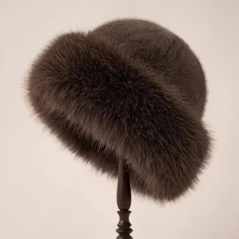 1Pcs Winter Women's Warm Hat with Thick Velvet Imitation Fur Fashion Fisherman's