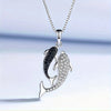 Double dolphin necklace female plated s925 silver clavicle chain gorgeous micro inlaid pendant Korean item jewelry