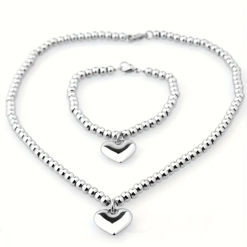 1 Necklace + 1 Bracelet Minimalist Style Jewelry Set Plated Cute Heat Design