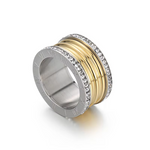 Load image into Gallery viewer, Elegant Stainless Steel Large Rings for Women Roman Alphabet Shiny Zircon Ring Chunky Anillos Mujer Party Wedding Jewelry Luxury
