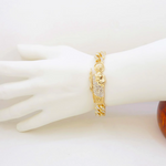 Load image into Gallery viewer, Gorgeous Rhinestone Gold Plated Color Cuban Chain St. Jude San Judas Bracelet
