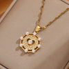 1pc Golden Stainless Steel Pendant Necklace, For Men Women Holiday Party Wear