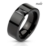 Load image into Gallery viewer, Fashion Couple Jewelry Lovers Rings Women's Black Zircon Engagement Ring Set Men's Stainless Steel Wedding Band Anniversary Gift
