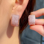 Load image into Gallery viewer, Huitan Full Cubic Zirconia Hoop Earrings for Women Bling Bling Temperament Female Ear Accessories Luxury Bridal Wedding Jewelry
