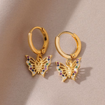 Load image into Gallery viewer, Zircon Butterfly Earrings for Women Stainless Steel Gold Plated Evil Eye Earring 2023 Trend Wedding Jewelry Free Shipping aretes
