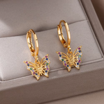 Load image into Gallery viewer, Zircon Butterfly Earrings for Women Stainless Steel Gold Plated Evil Eye Earring 2023 Trend Wedding Jewelry Free Shipping aretes
