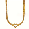 Necklace + Bracelet Hip Hop Style Jewelry Set 18k Plated Trendy Chain + Heart Design Suitable For Men And Women Party Decor