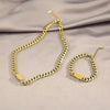 2pcs Golden Stainless Steel Chain, High-end Temperament, Versatile Thick Chain , Splicing, Square Simple Design, Retro, Cute, Fashionable, Simple Necklace Bracelet Jewelry