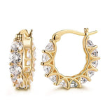 Load image into Gallery viewer, Huitan Full Paved Crystal CZ Hoop Earrings for Women Dazzling Accessories Wedding Party Delicate Birthday Gift Statement Jewelry
