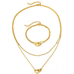 Load image into Gallery viewer, Stainless Steel Jewelry Sets High-end Atmosphere Love Bracelet Love Necklace Double Chain Design Jewelry Sets For Women Jewelry
