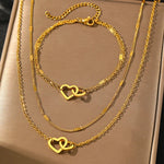 Load image into Gallery viewer, Stainless Steel Jewelry Sets High-end Atmosphere Love Bracelet Love Necklace Double Chain Design Jewelry Sets For Women Jewelry
