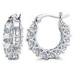 Load image into Gallery viewer, Huitan Full Paved Crystal CZ Hoop Earrings for Women Dazzling Accessories Wedding Party Delicate Birthday Gift Statement Jewelry
