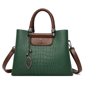 Brand Genuine Leather Handbags Luxury 3 Layers Alligator Crossbody Bag for Women