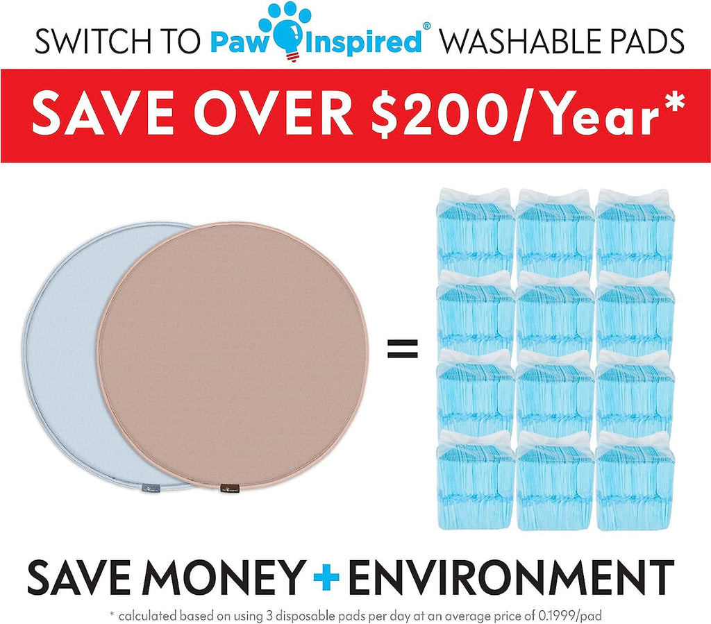 Washable Pee Pads for Dogs | Reusable Puppy Pads | Waterproof Whelping Pads | Washable Training Pet Pads, Washable Potty Pads Extra Large Sizes (Round, 29" (2 Pack))