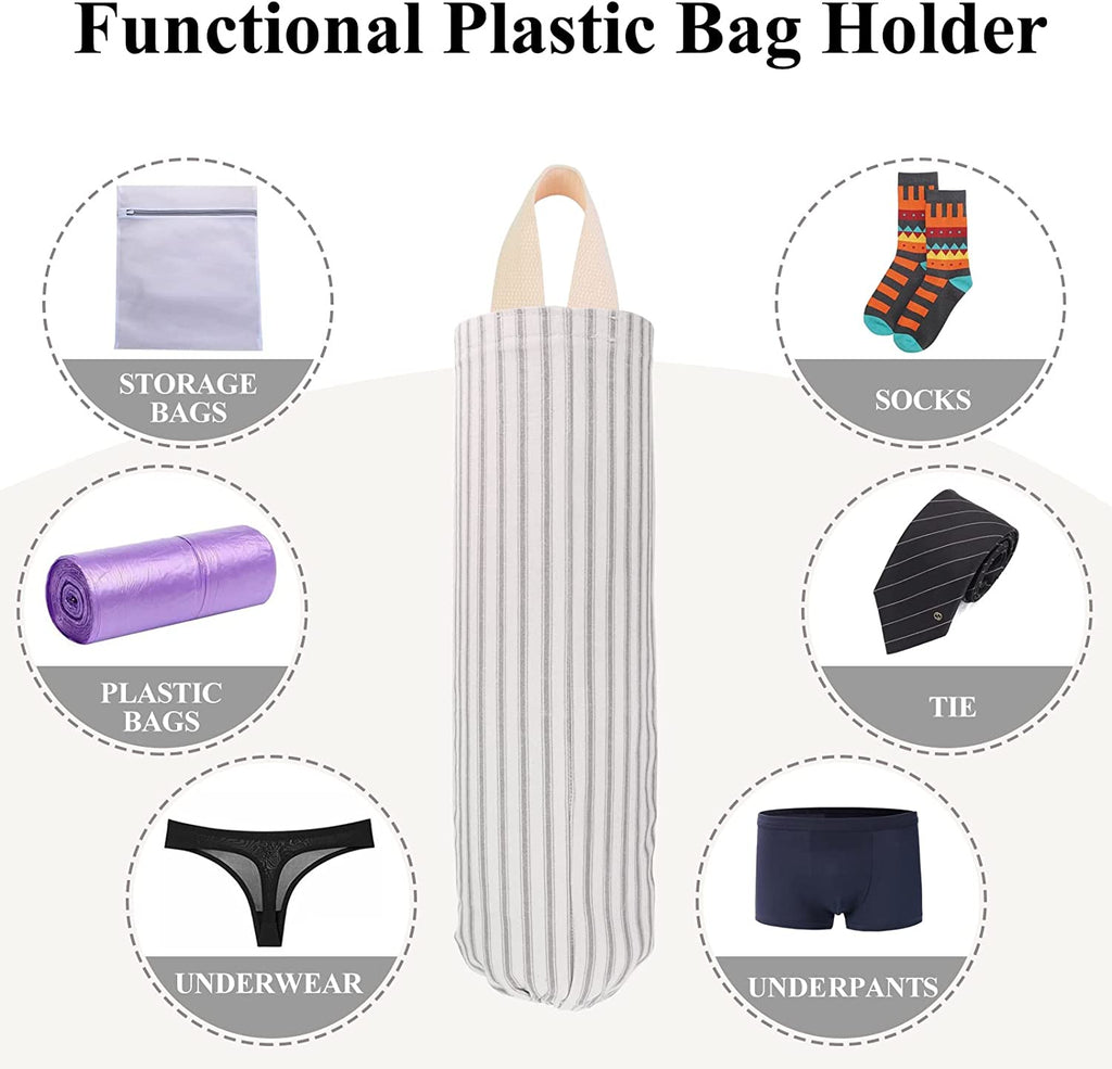 Plastic Bag Holder, Wall Mount Grocery Bag Holder, Reusable Trash Bag Organizer for Home Kitchen Pantry Decor (Gray)