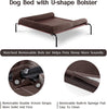 Western Home Elevated Dog Bed Cot, Raised Outdoor Dog Bed with Bolster for Large Dogs, Slightly Chew Proof Portable Cooling Pet Cot with Breathable Mesh, Skid-Resistant Feet, Brown, 43 Inches