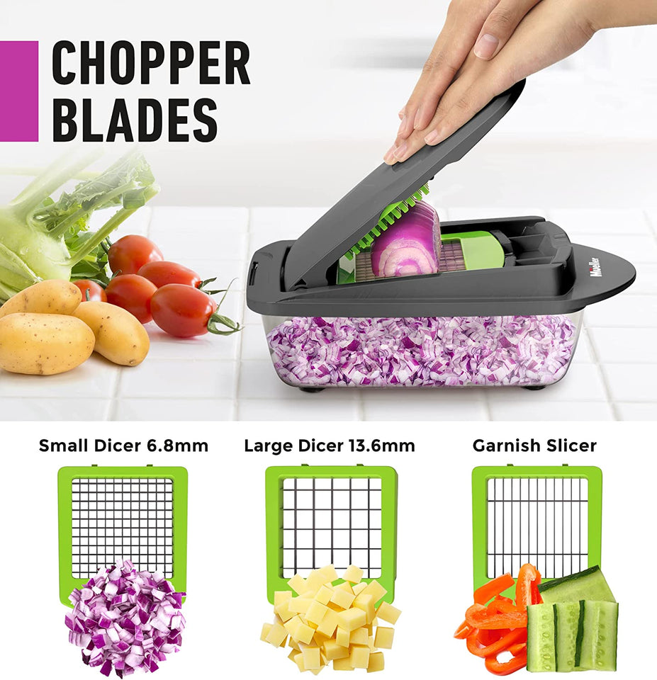 Vegetable Chopper, 10 in 1 Multi-functional Onion Chopper, Veggie Chopper Stainless Steel Blades, Vegetable Slicer Container, Mandoline Slicer, Dicer