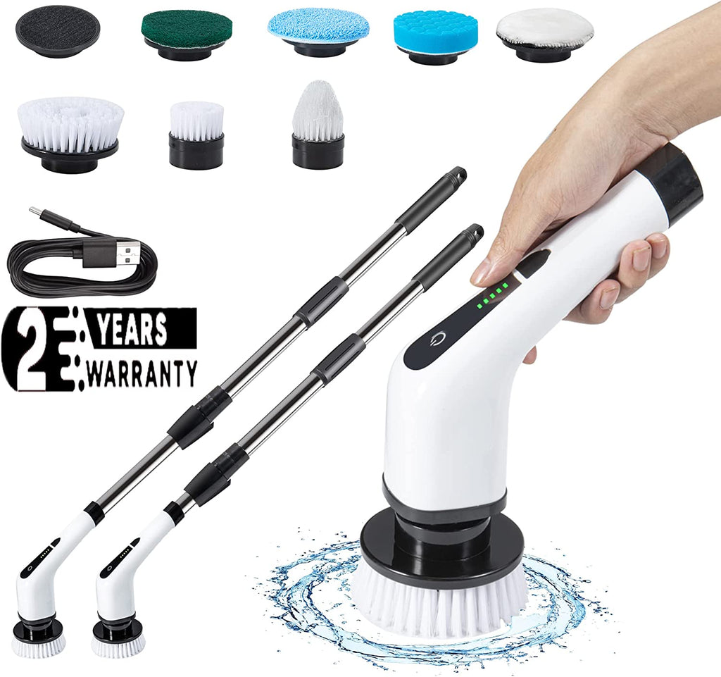 Cordless Electric Spin Scrubber for Bathroom, 7 in 1 Charge Power Shower Scrubber with 7 Replaceable Cleaning Brush Heads and Long Handle, Cleaning Tool for Bathroom Kitchen Car Interior Floor…