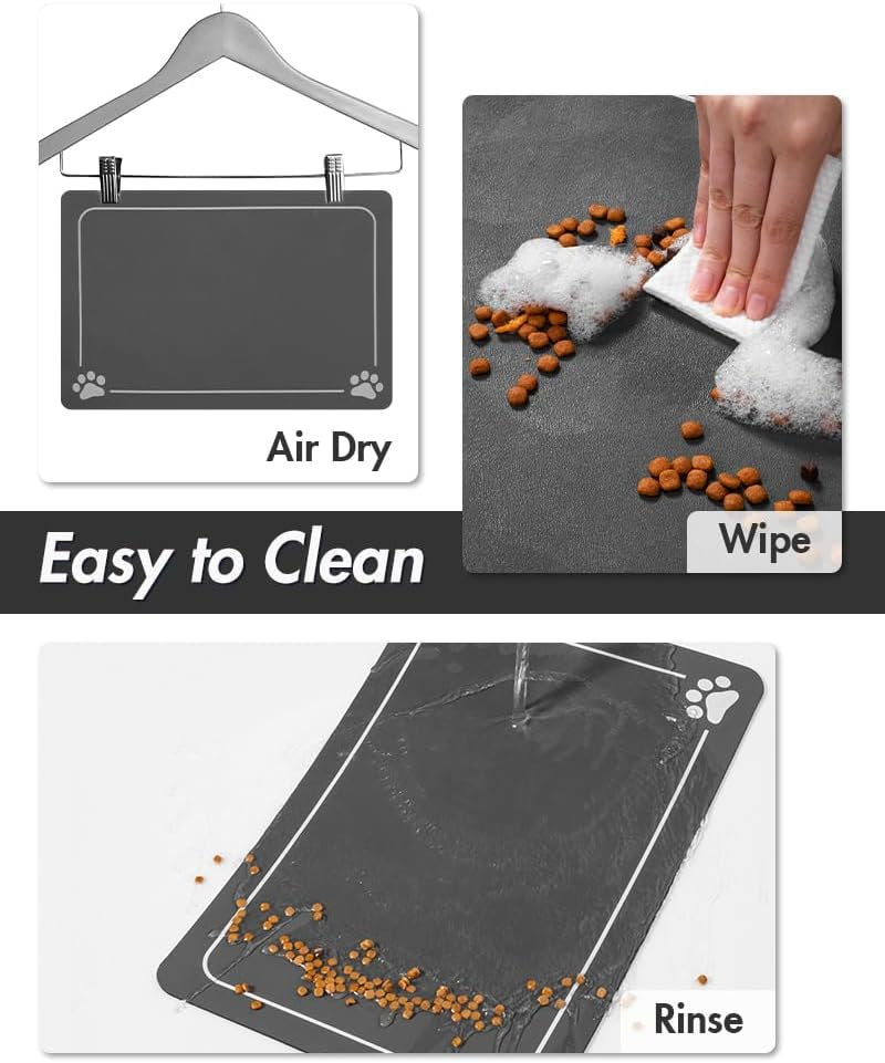 Pet Feeding Mat-Absorbent Quick Dry Dog Mat for Food and Water Bowl-No Stains Easy Clean Dog Water Dispenser Mat-Dog Accessories-Cat Dog Feeding&Watering Supplies-Dog Water Bowl Mat for Messy Drinkers