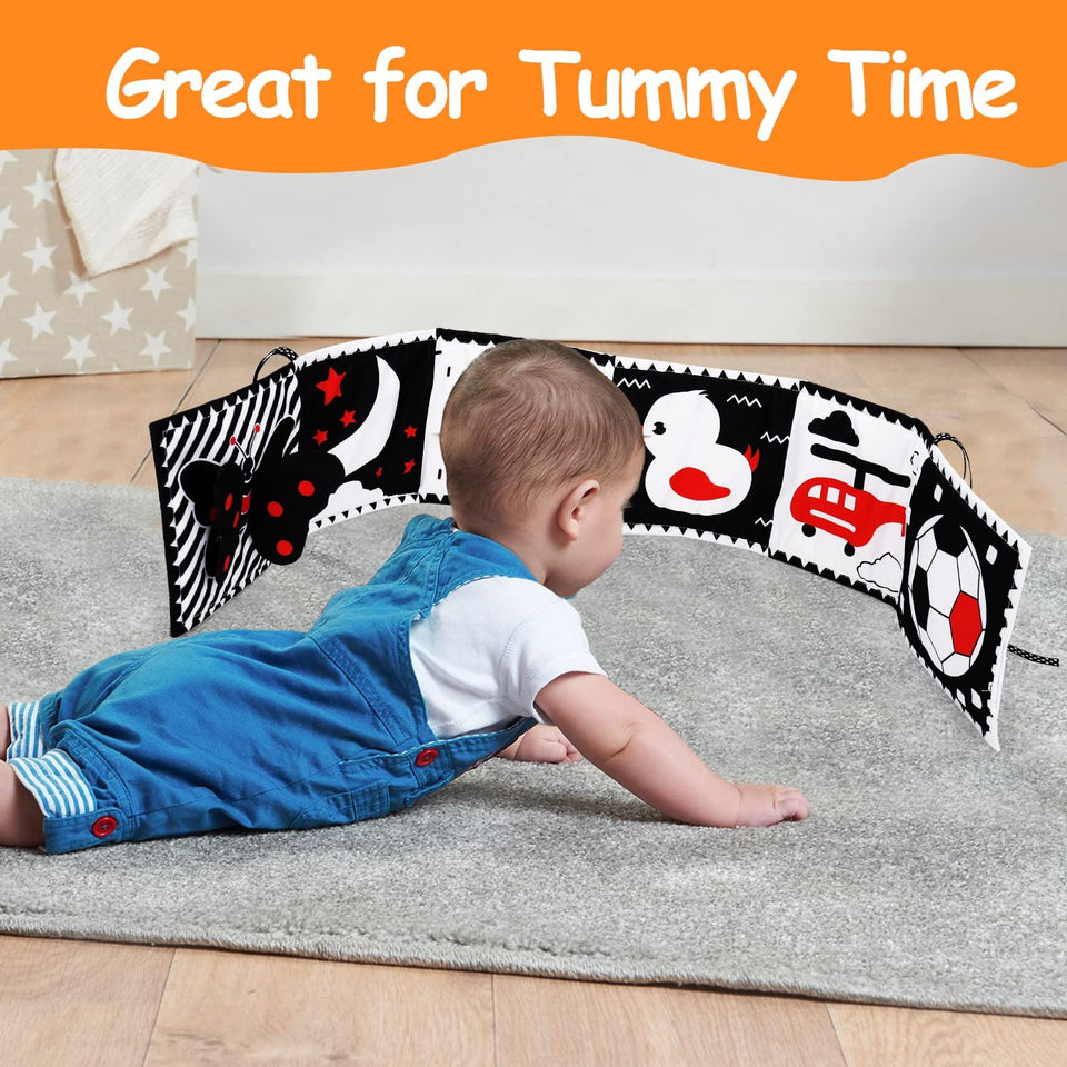Black And White Baby Soft Book, High Contrast Baby Sensory Toys , Infants  Tummy Time Toys
