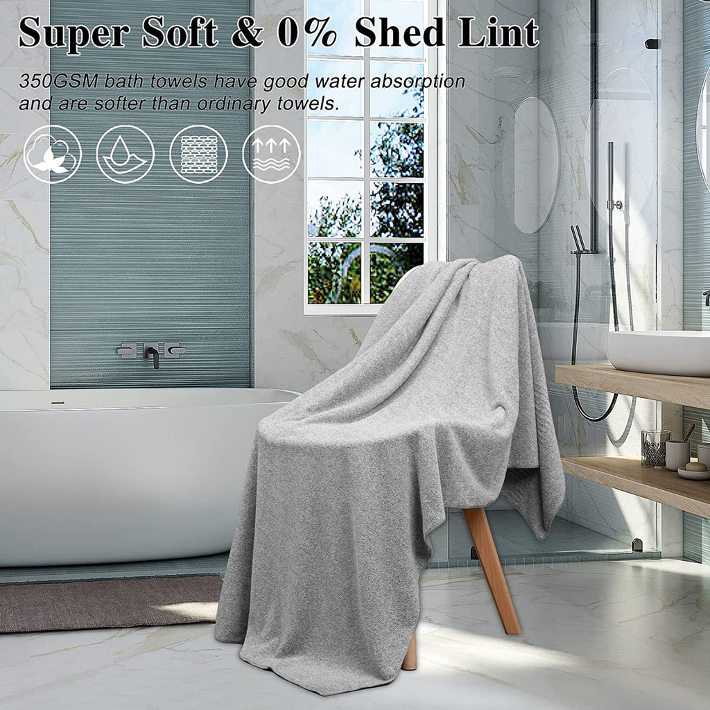 Bath Towels Set of 4 Premium Bath Towels 35” X 63” Oversized Towels for Bathroom Quick Drying & Lightweight Bath Sheets Towels for Adults - Multipurpose Use as Fitness, Bathroom, Shower (Grey)