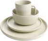 Home Zuma 16 Piece round Kitchen Dinnerware Set, Dishes, Plates, Bowls, Mugs, Service for 4, Matte Stoneware, Cream