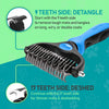 Pet Grooming Brush - Double Sided Shedding and Dematting Undercoat Rake Comb for Dogs and Cats,Extra Wide, Blue
