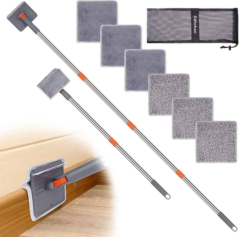 Baseboard Cleaner Tool with Handle, 5 Reusable Cleaning Pads, No