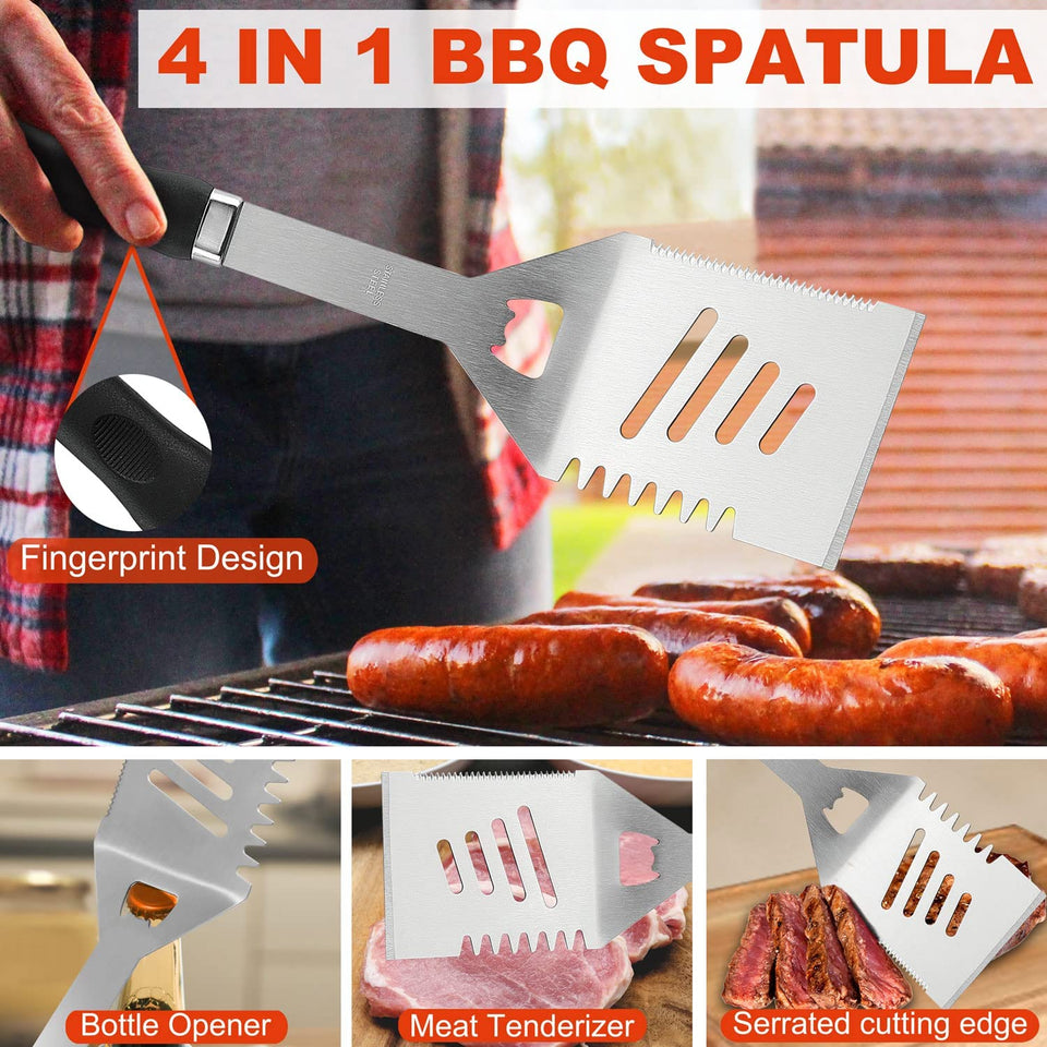 BBQ Grill Utensils Set for Camping/Backyard, Stainless Steel Grill