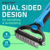 Pet Grooming Brush - Double Sided Shedding and Dematting Undercoat Rake Comb for Dogs and Cats,Extra Wide, Blue