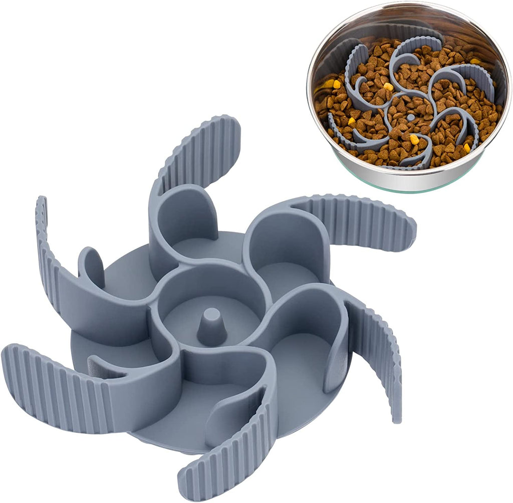 Slow Feeder Dog Bowls Insert [36 Octopus Suction Cups] Super Firm Slow Eating Dog Bowl [Cuttable] for Large Breed and Medium Size Dog Compatible with Regular and Elevated Dog Bowls (Turbine)