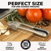 Premium Garlic Press with Soft, Easy to Squeeze Handle - Includes Silicone Garlic Peeler & Cleaning Brush - 3 Piece Garlic Mincer Tool - Sturdy Easy to Clean Garlic Crusher (Silver)